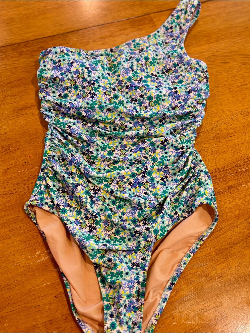 J.Crew One Shoulder Floral Ruched One Piece Swimsuit Small